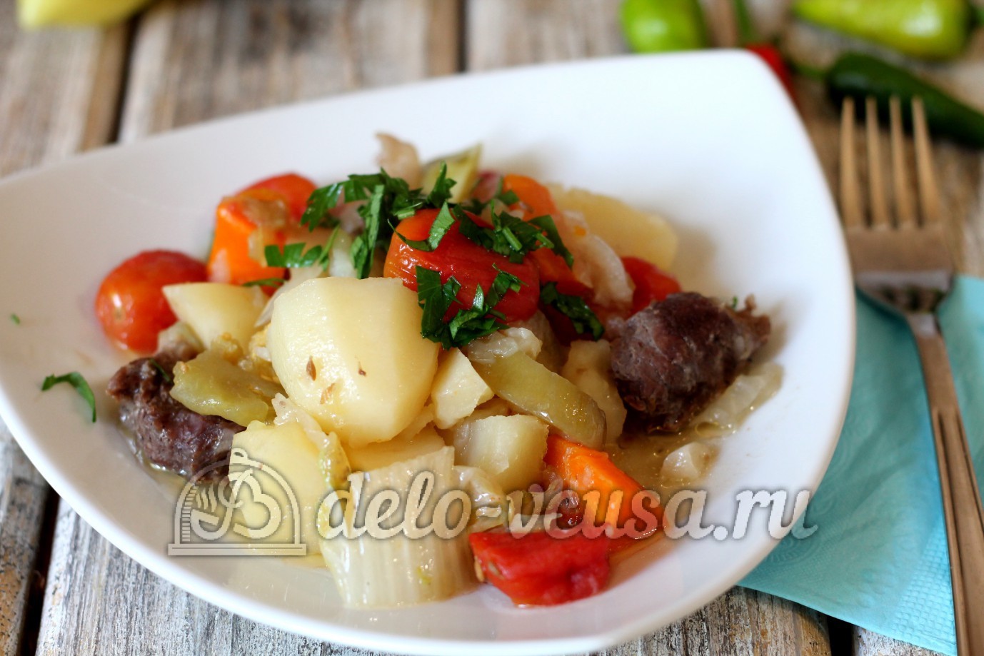 Обложка рецепта Тушеные овощи с мясом