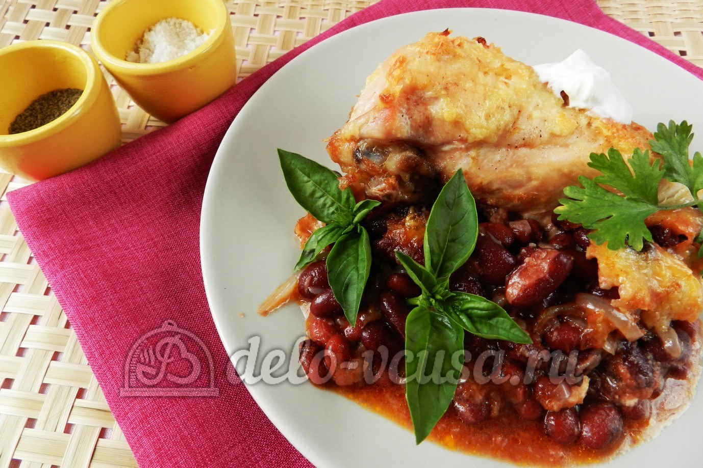 Шаг 16 приготовления Курица с красной фасолью в духовке