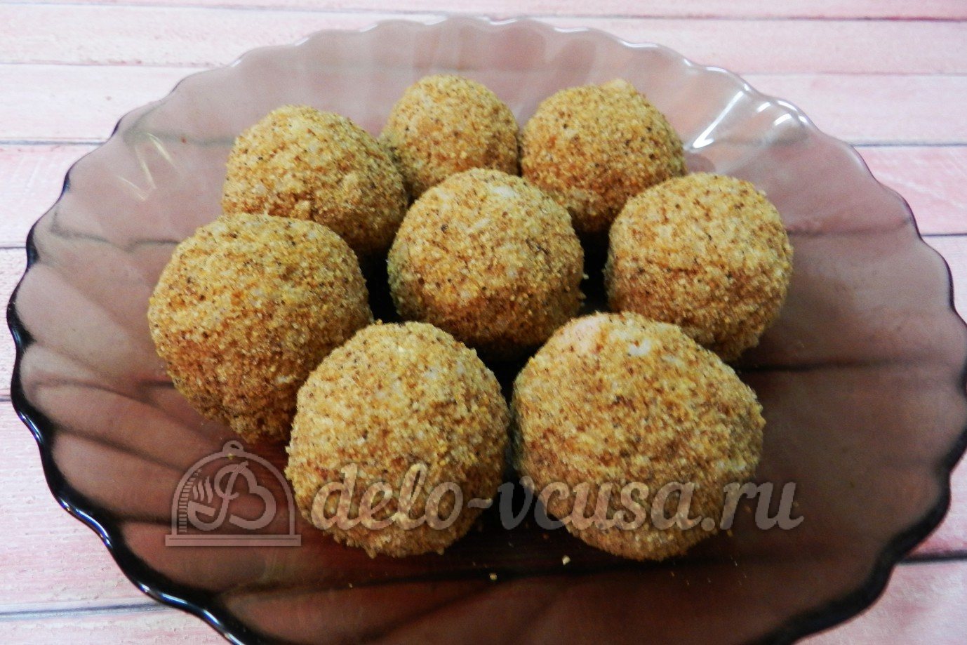 Шаг 9 приготовления Рисовые крокеты с сыром и ветчиной