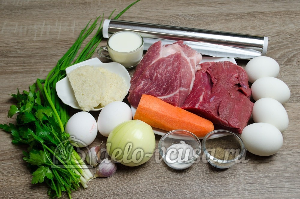 Ингредиенты Мясной рулет с яйцом Фото ингредиенты Мясной рулет с яйцом