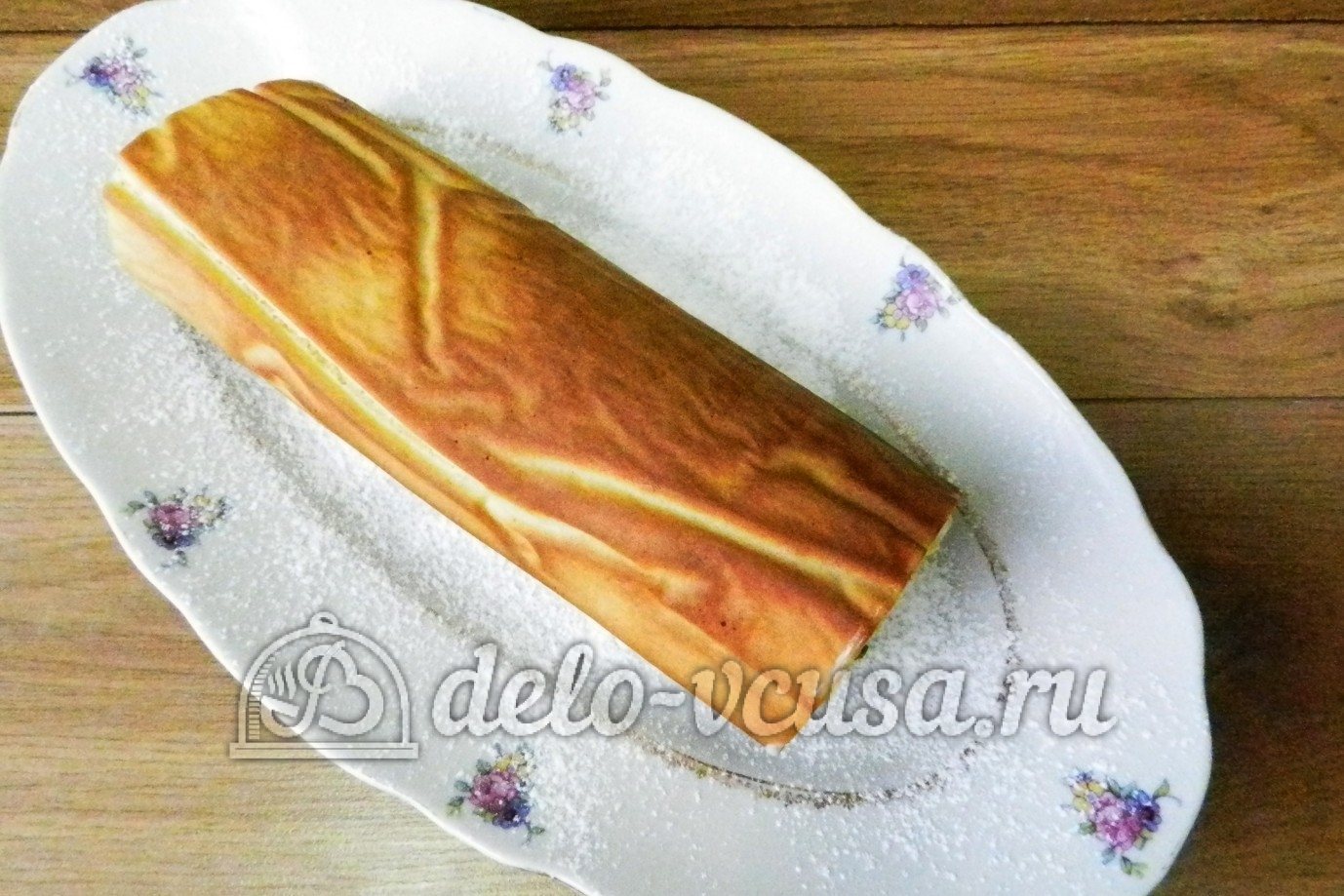 Шаг 15 приготовления Рулет с бананом и сгущенкой