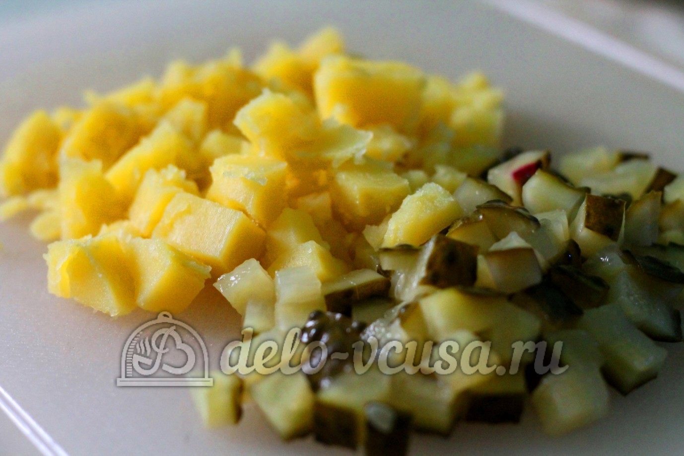 Шаг 1 приготовления Винегрет с кукурузой и фасолью
