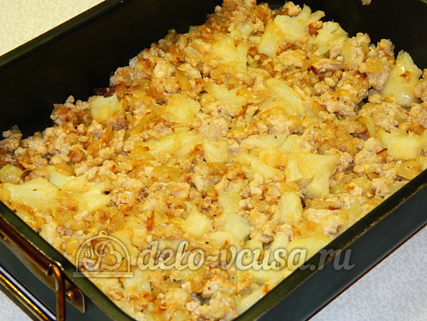Шаг 8 приготовления Мясная запеканка с цветной капустой