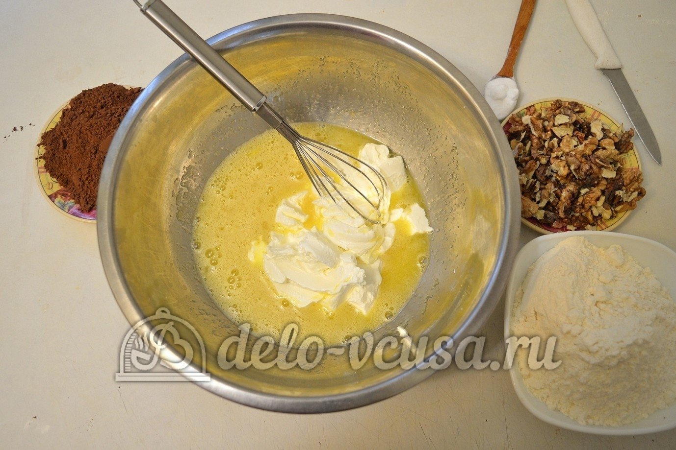 Шаг 2 приготовления Шоколадное печенье с орехами