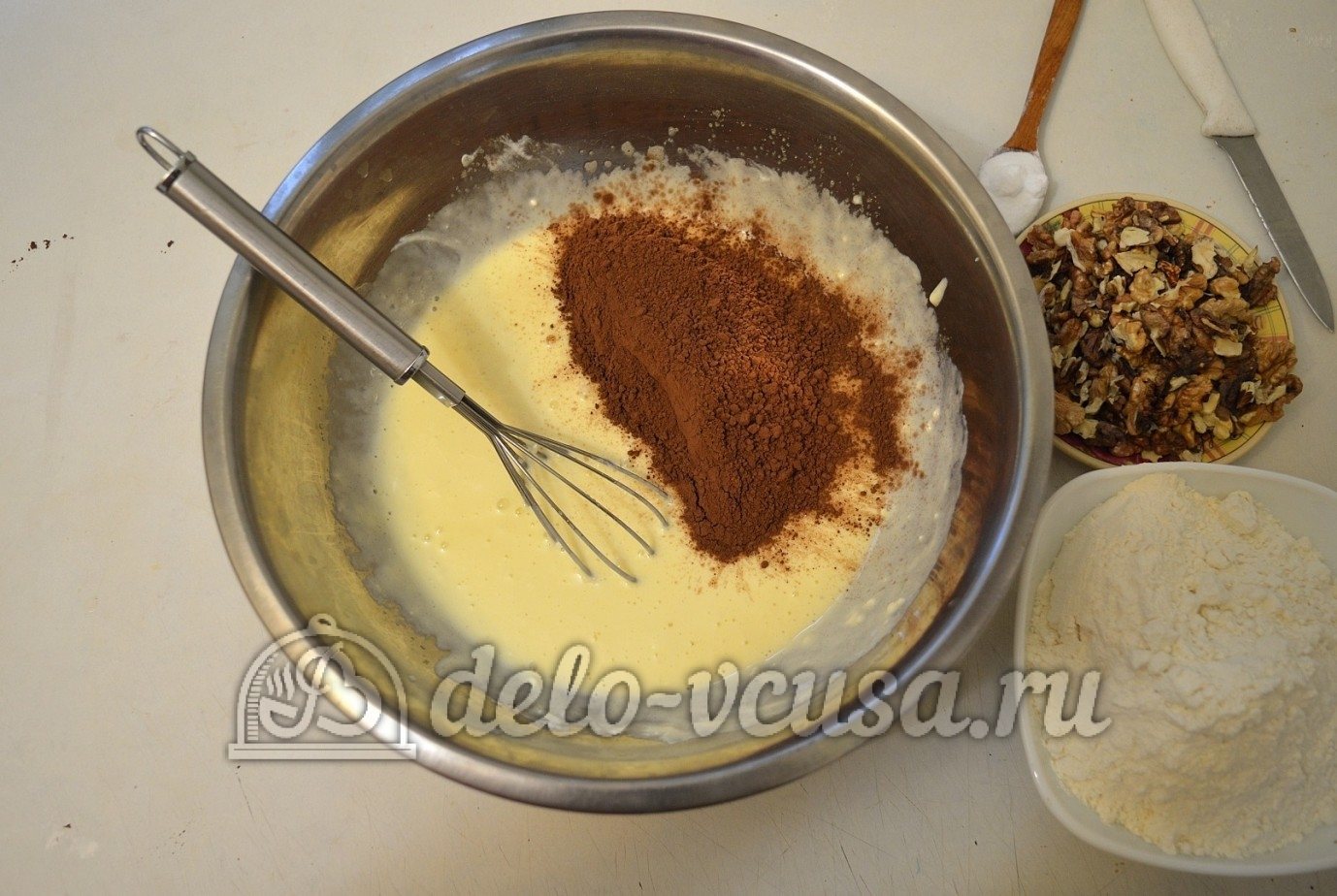 Шаг 3 приготовления Шоколадное печенье с орехами