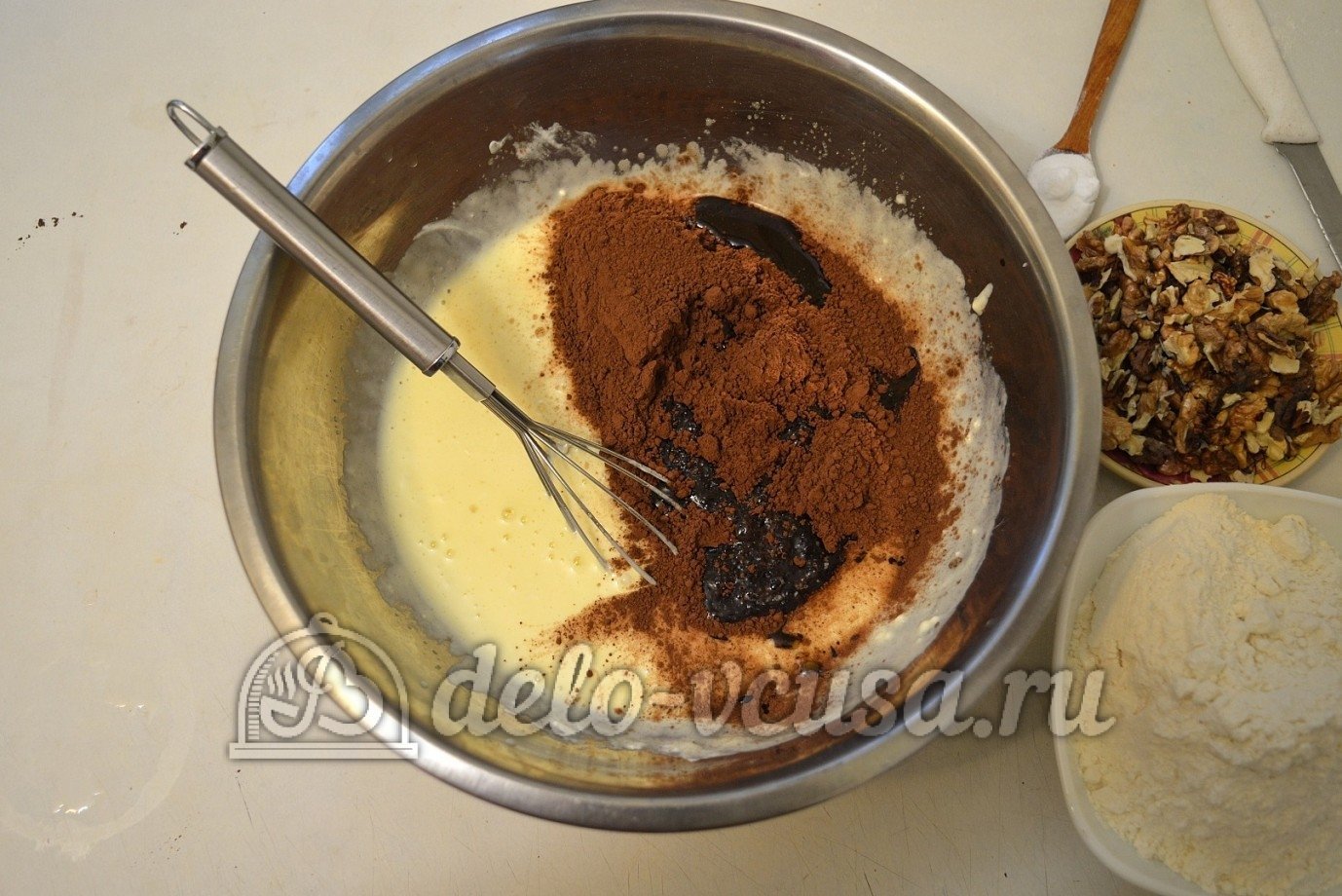 Шаг 4 приготовления Шоколадное печенье с орехами