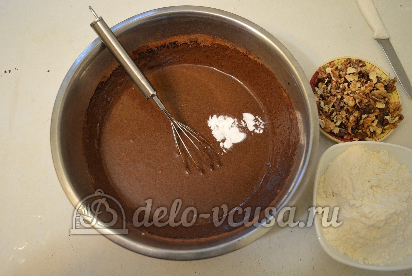 Шаг 5 приготовления Шоколадное печенье с орехами