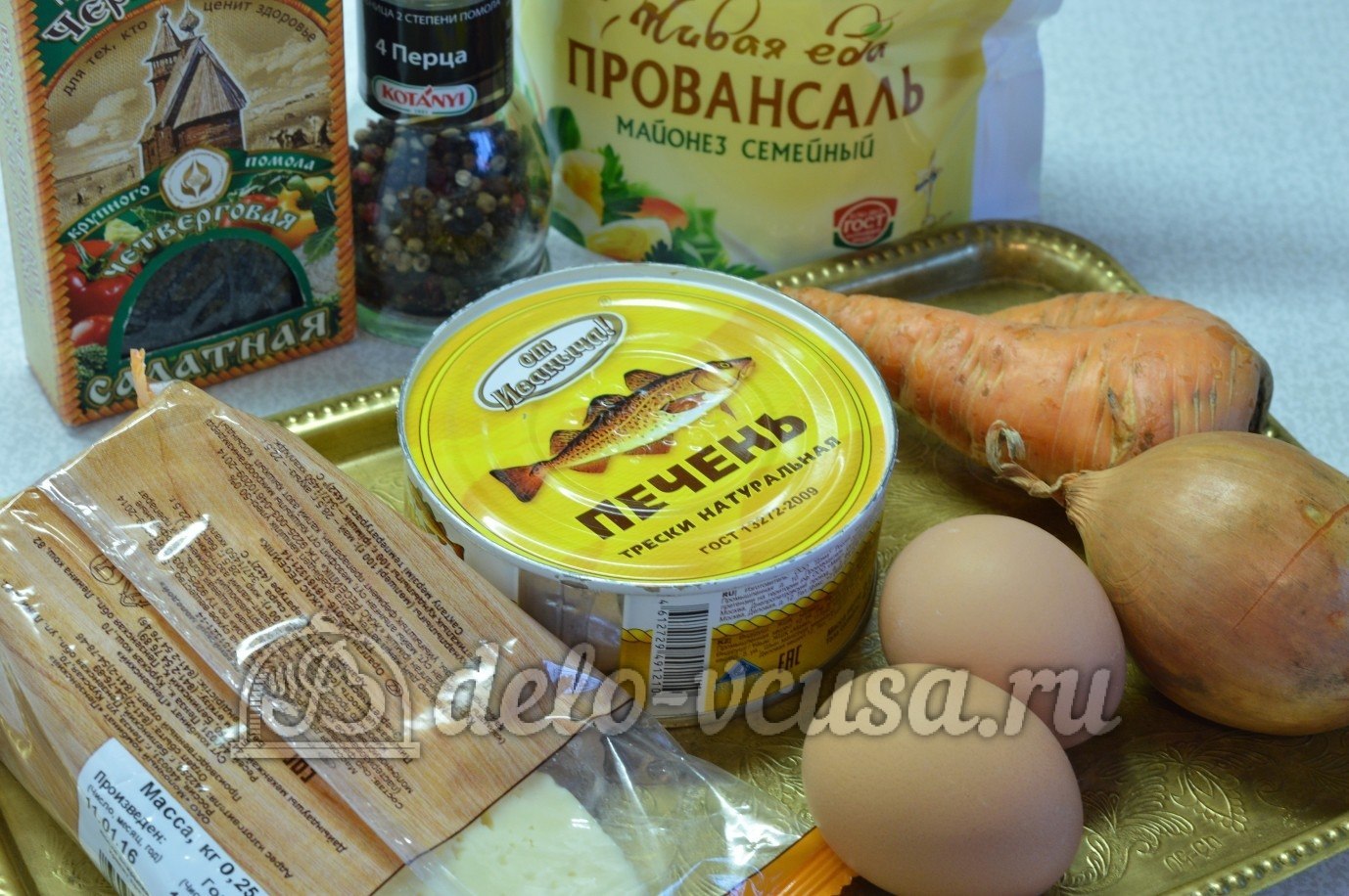 Ингредиенты Салат с печенью трески Фото ингредиенты Салат с печенью трески
