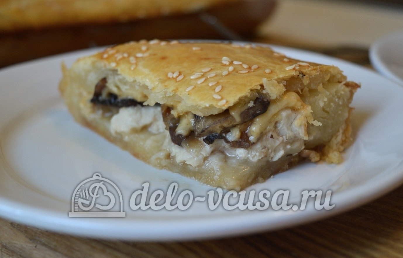 Шаг 15 приготовления Пирог с курицей, грибами и сыром