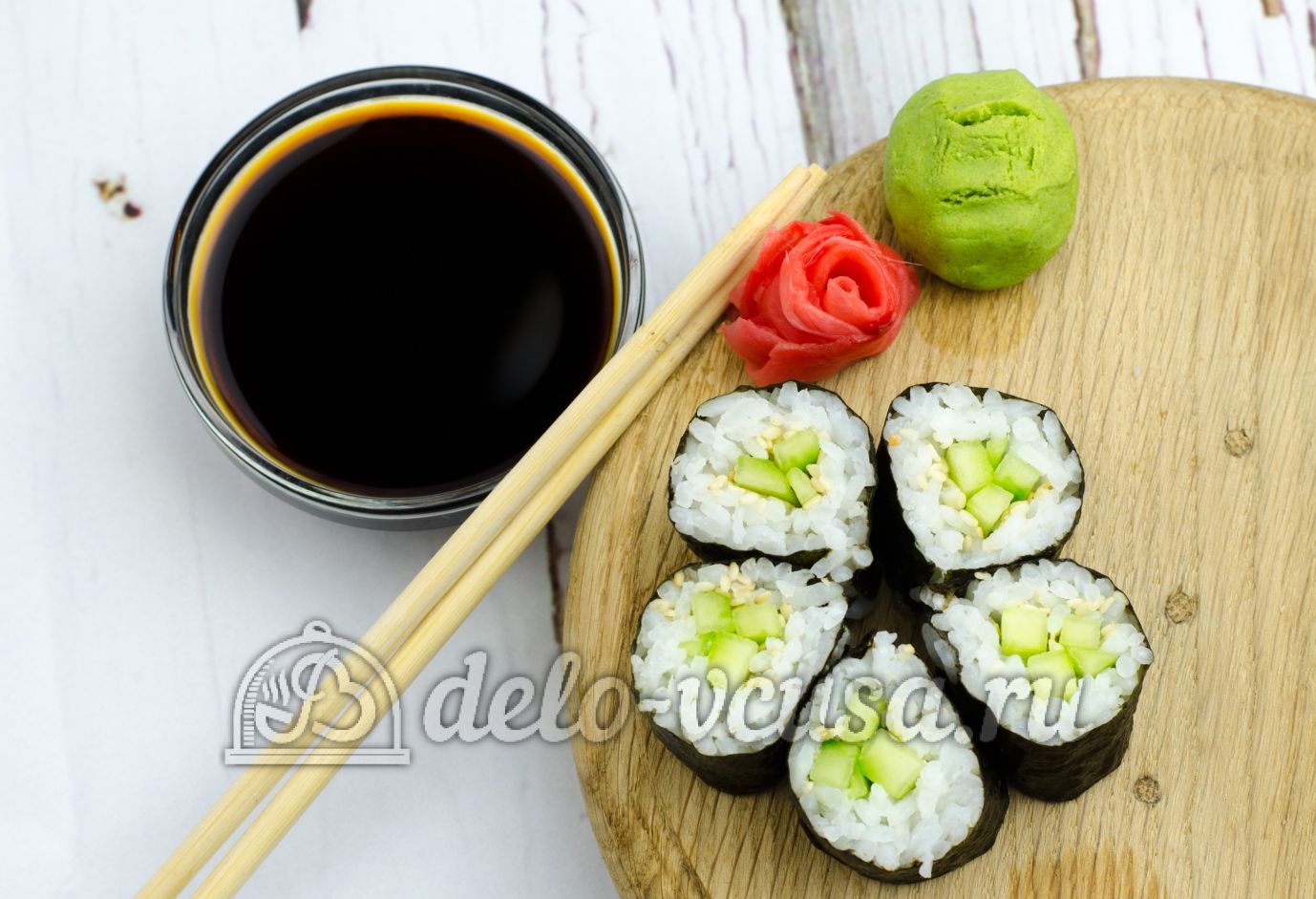 Шаг 9 приготовления Роллы с огурцом Каппа маки