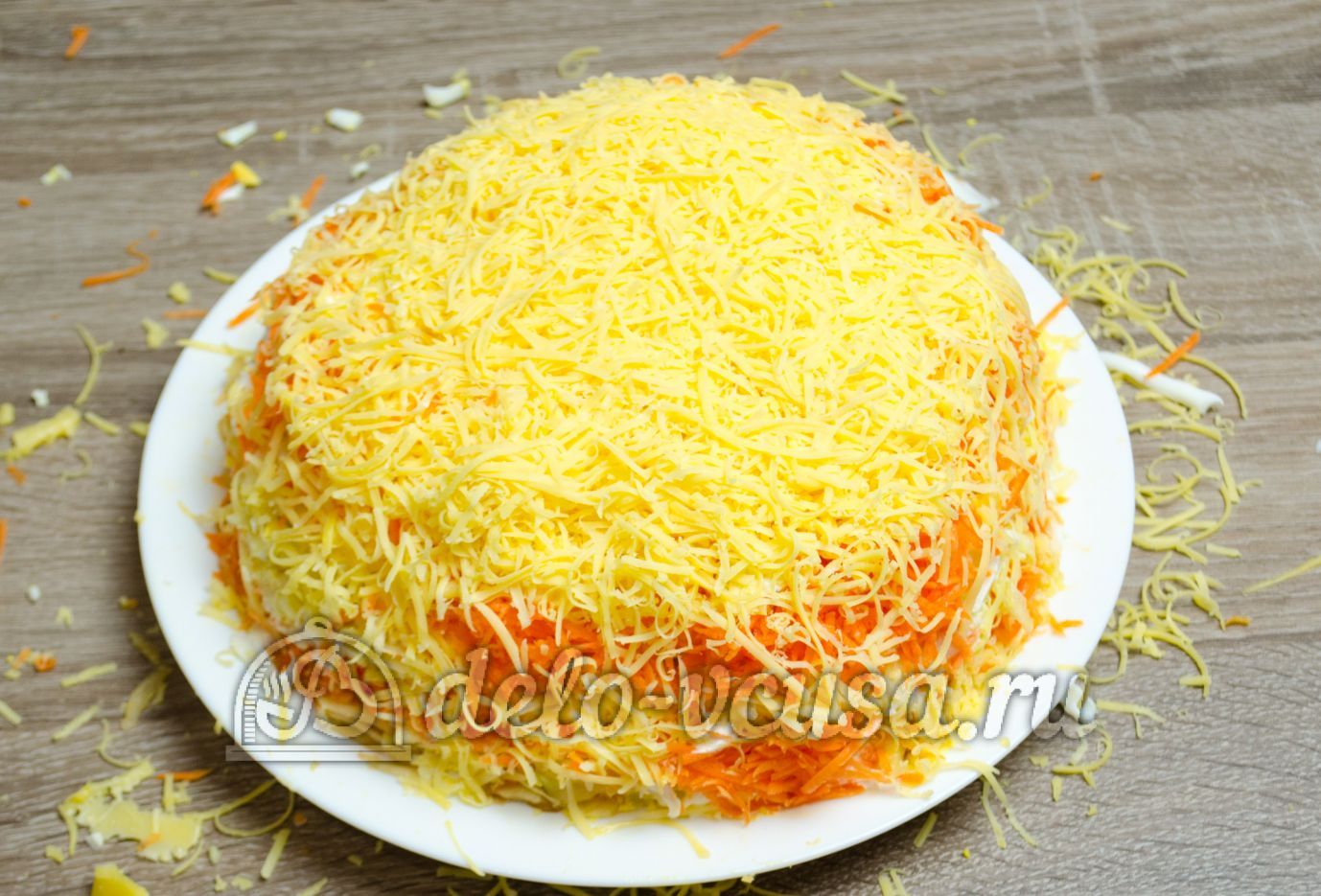 Шаг 12 приготовления Салат из яблока, моркови и сыра