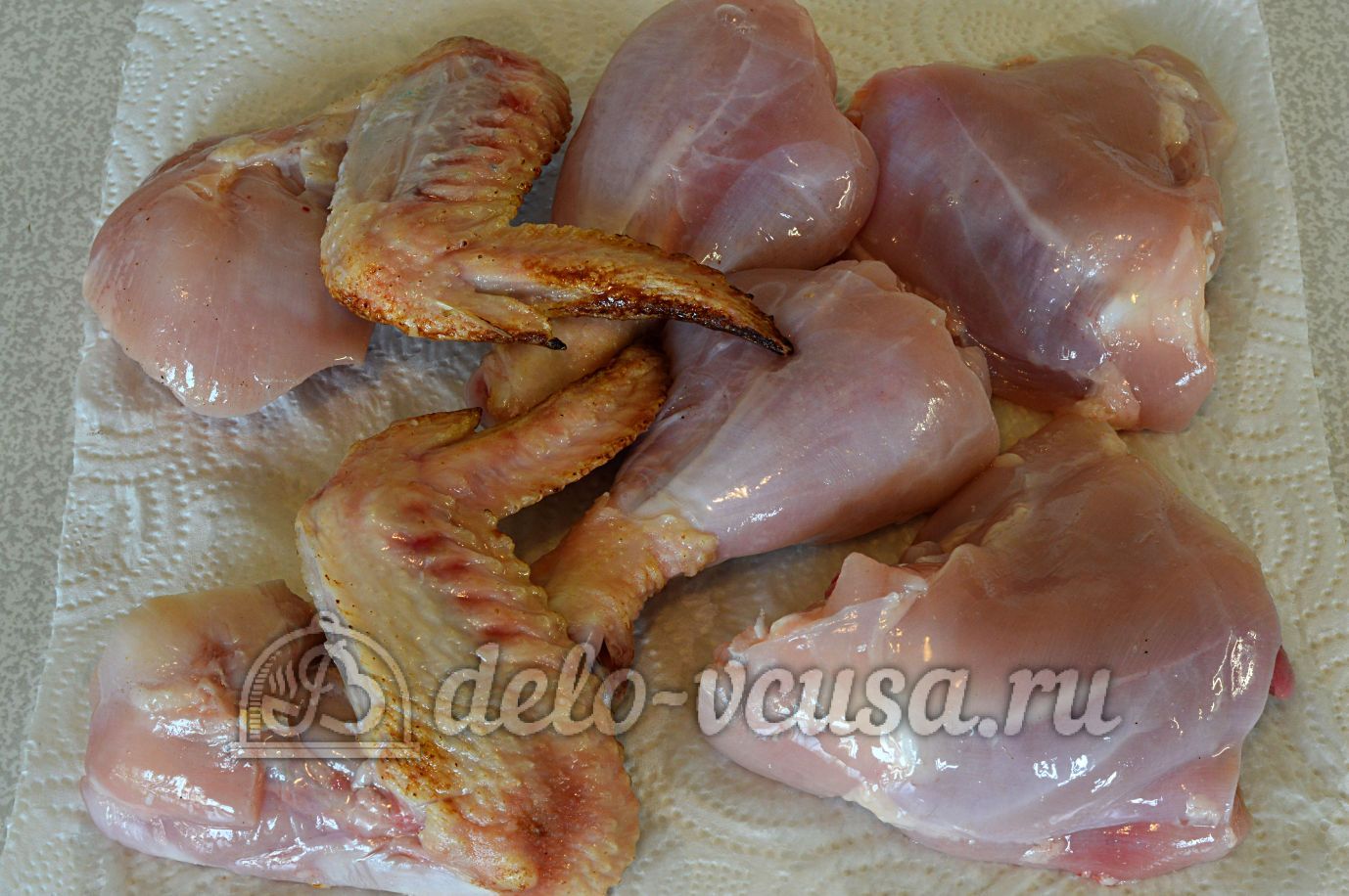 Шаг 1 приготовления Курица маринованная в кефире в духовке