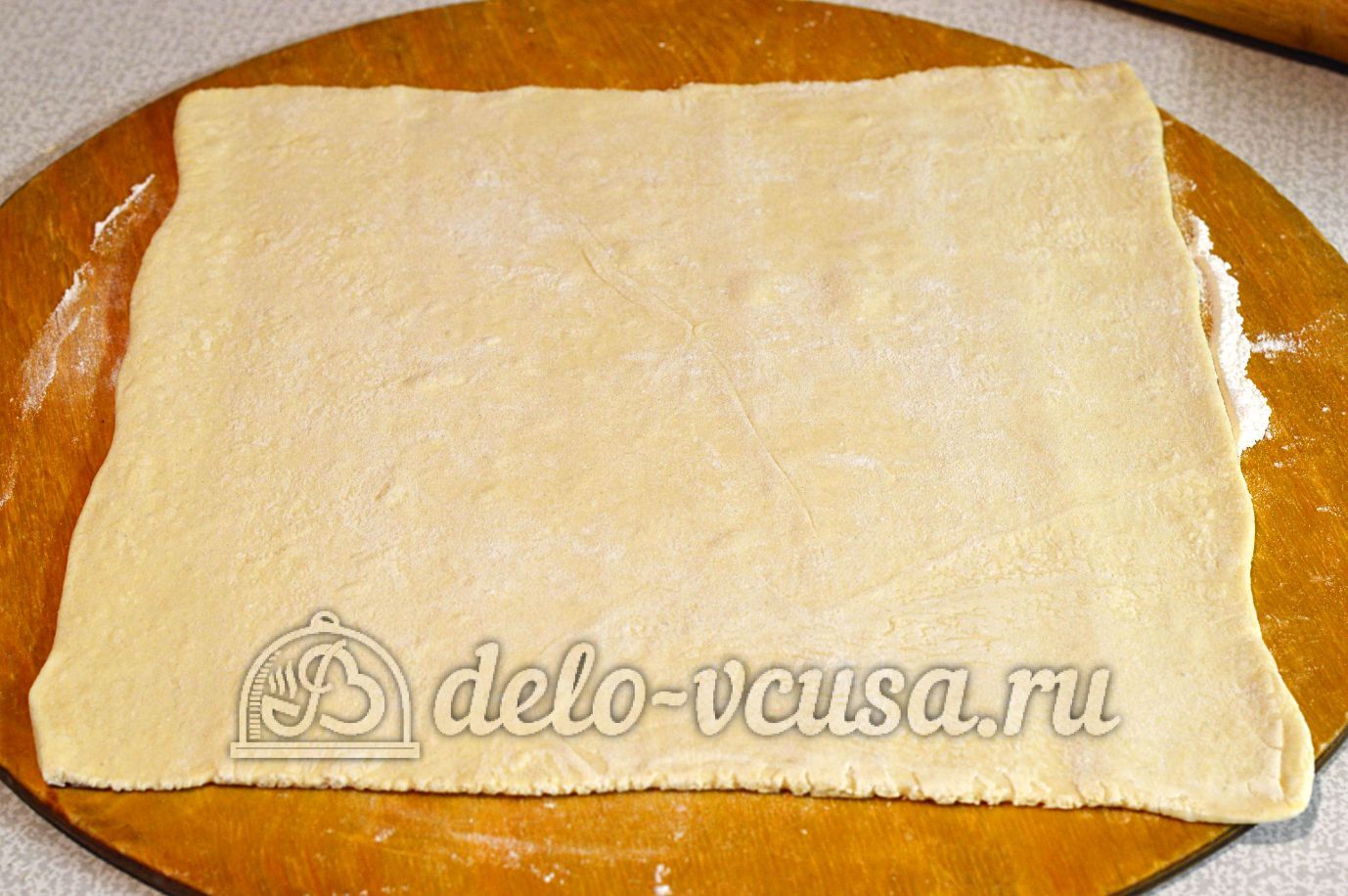 Шаг 5 приготовления Рулет с маком из слоеного теста