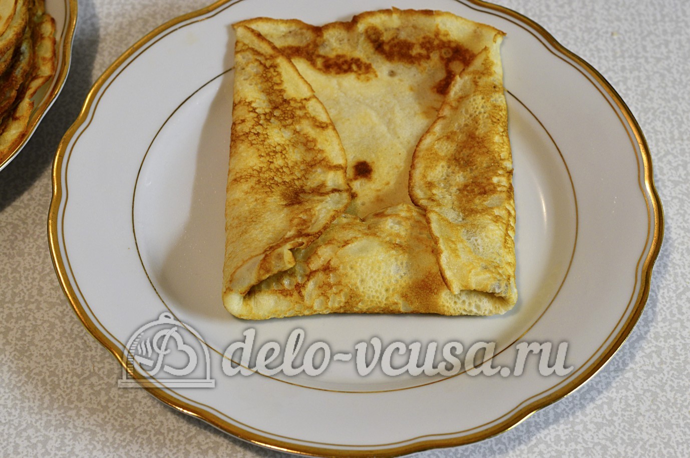 Шаг 15 приготовления Блины с сыром и зеленью