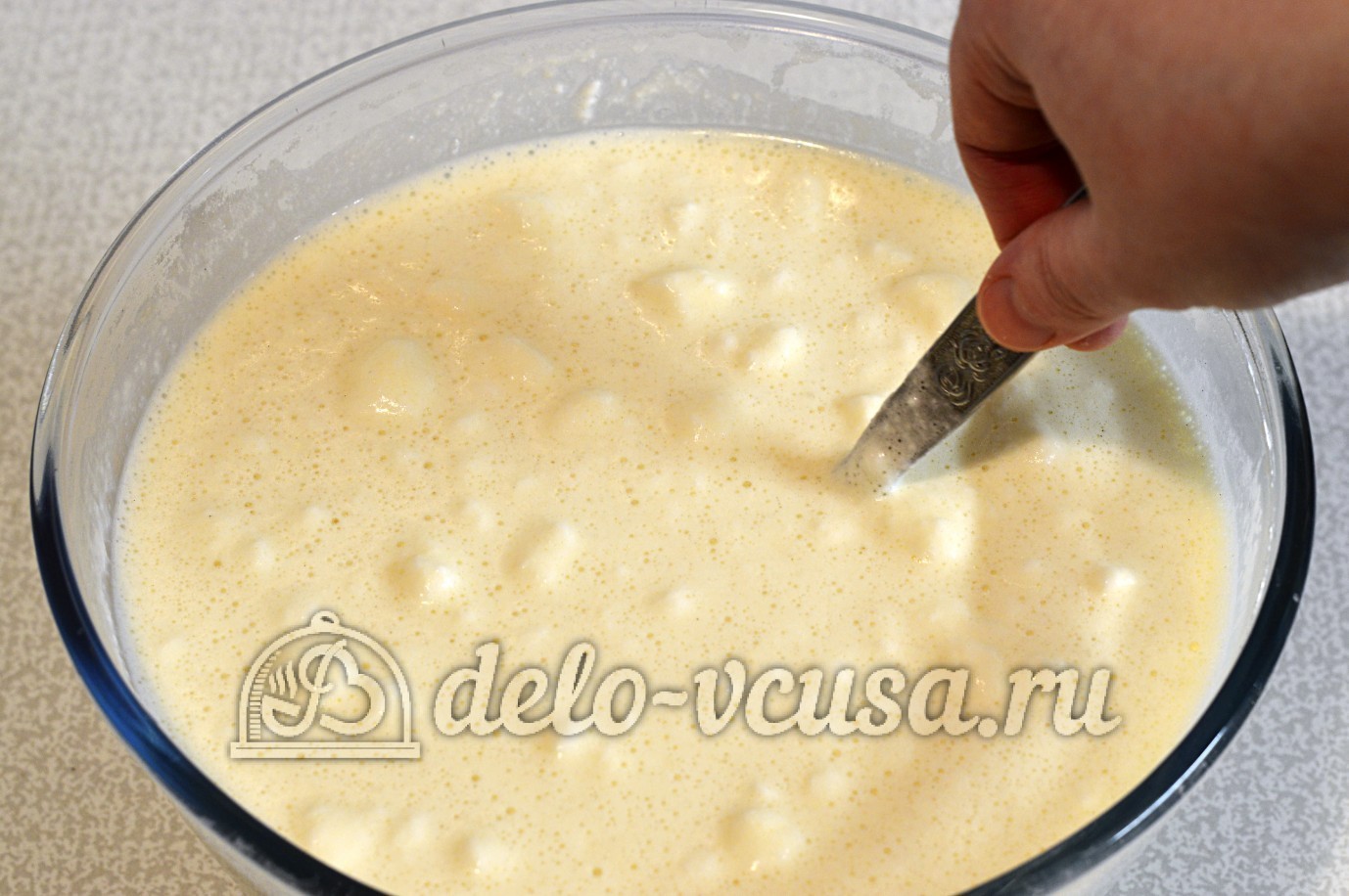 Шаг 8 приготовления Блины с сыром и зеленью