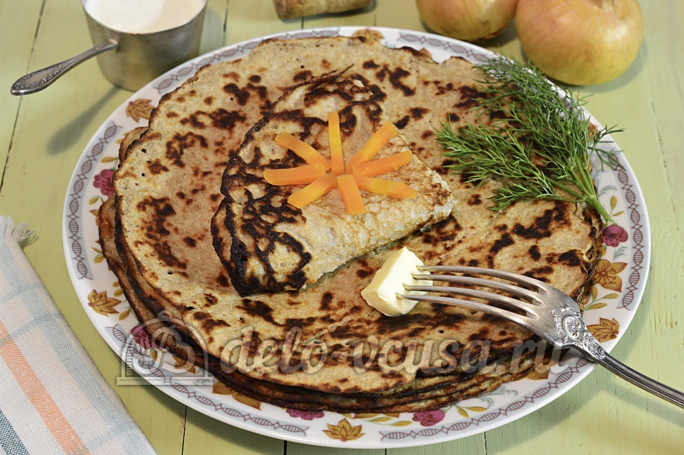 Шаг 9 приготовления Луковые блины