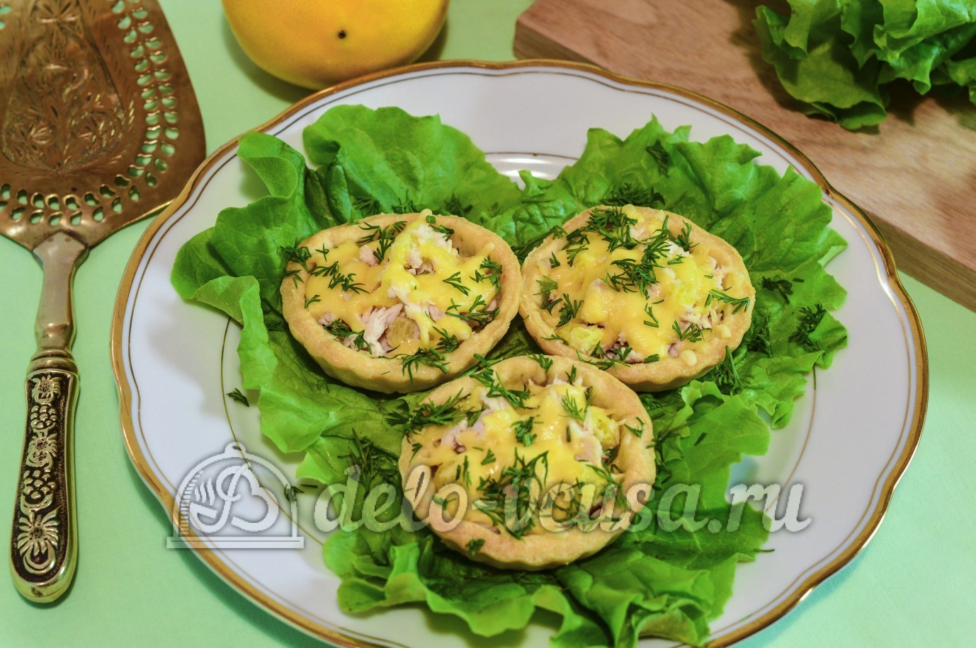 Обложка рецепта Тарталетки с курицей и апельсином