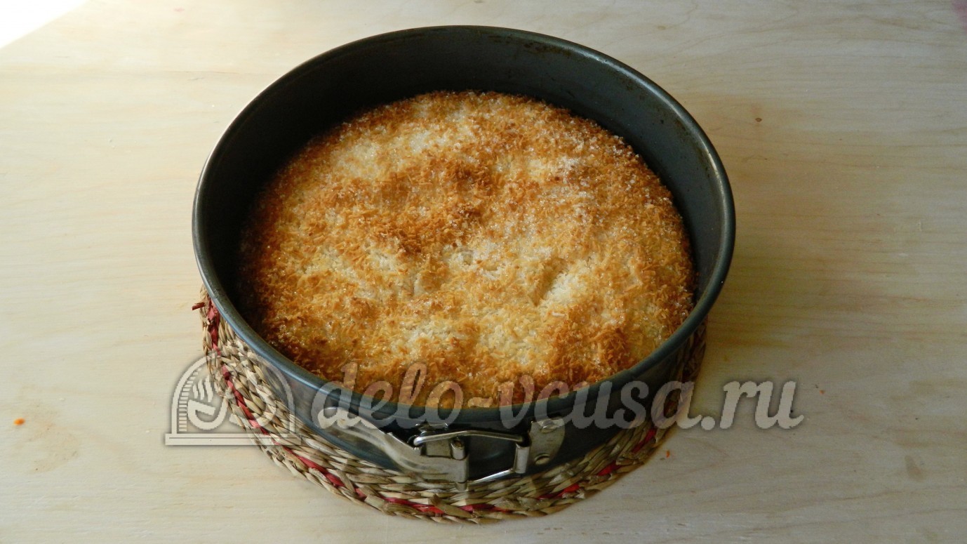 Шаг 6 приготовления Кокосовый пирог со сливками