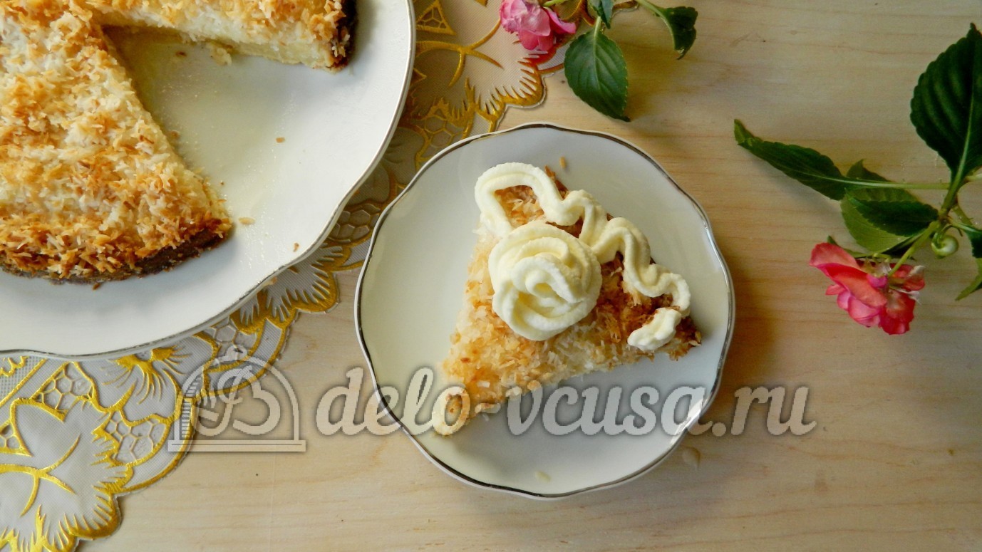 Шаг 9 приготовления Кокосовый пирог со сливками