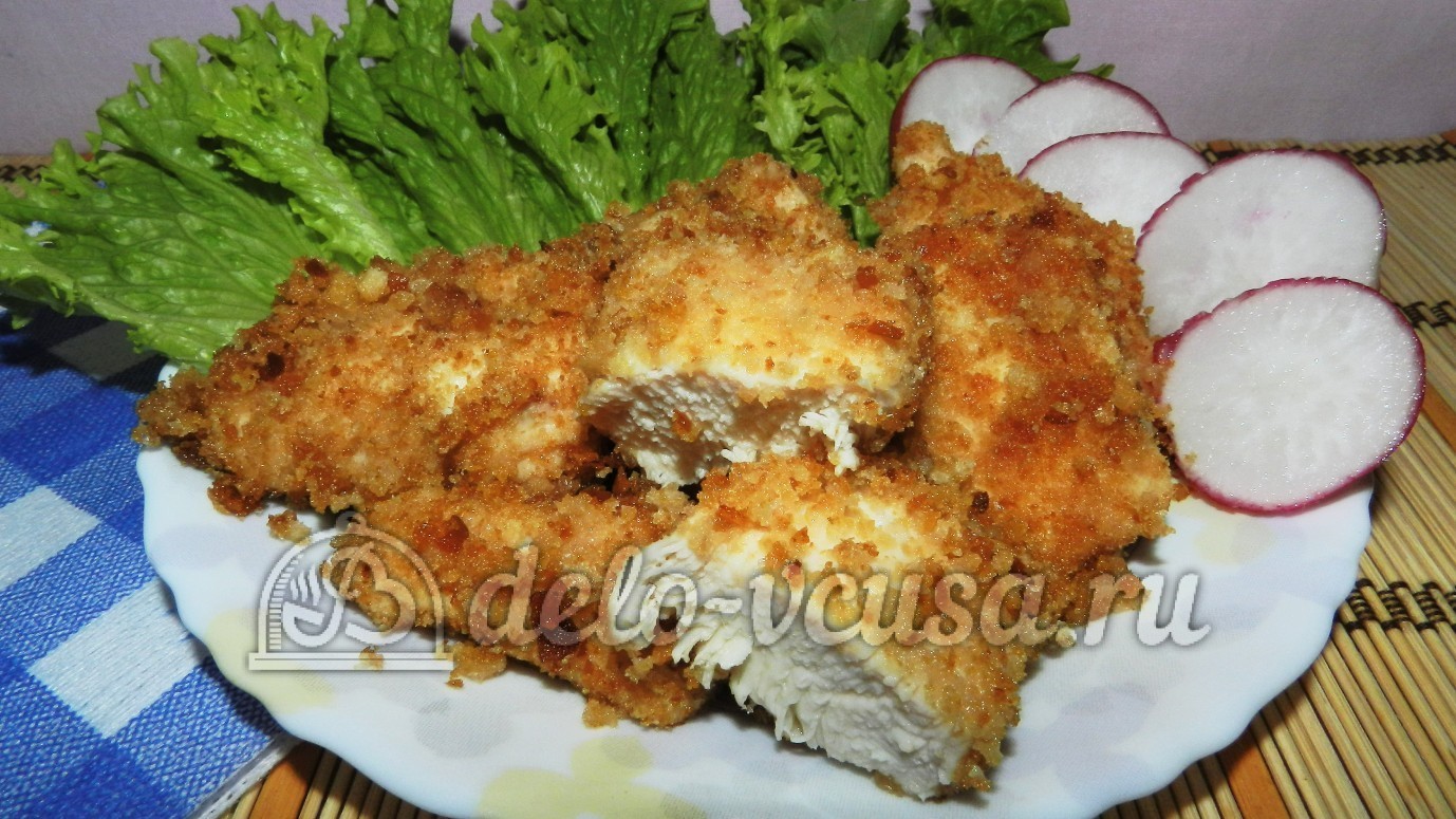 Шаг 9 приготовления Куриное филе в сухарях