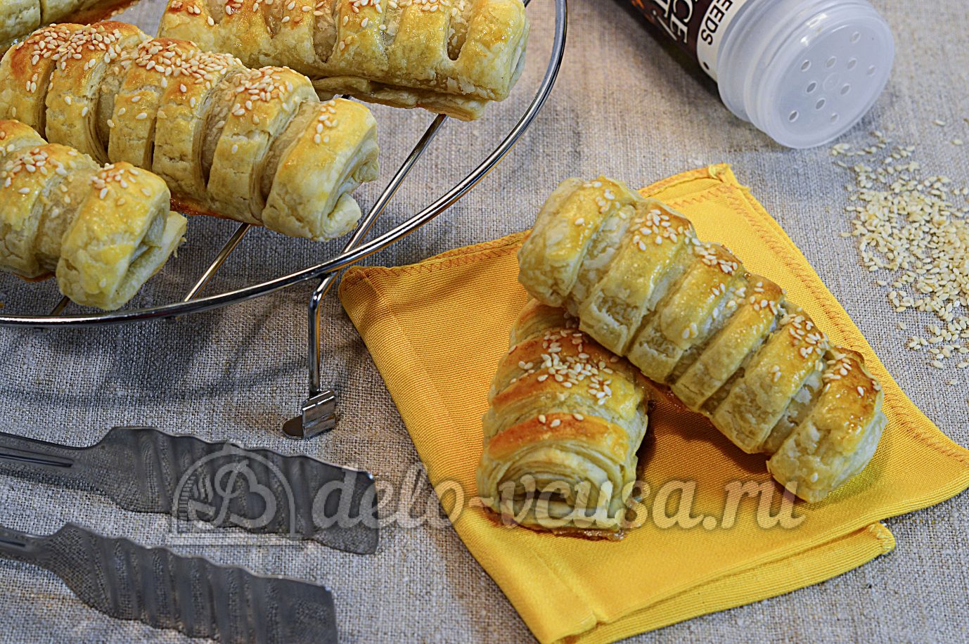 Шаг 15 приготовления Слойки с мясом