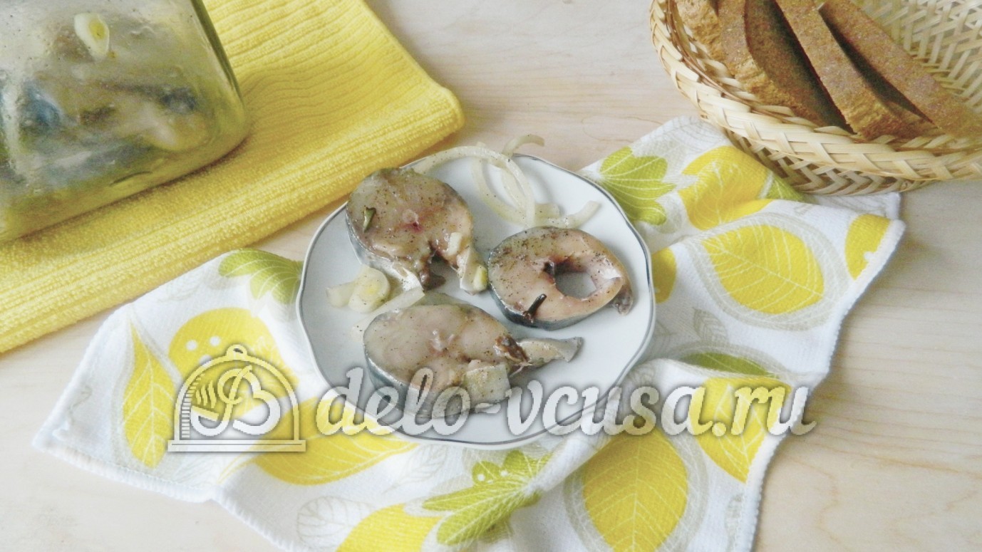 Шаг 10 приготовления Маринованная скумбрия в банке