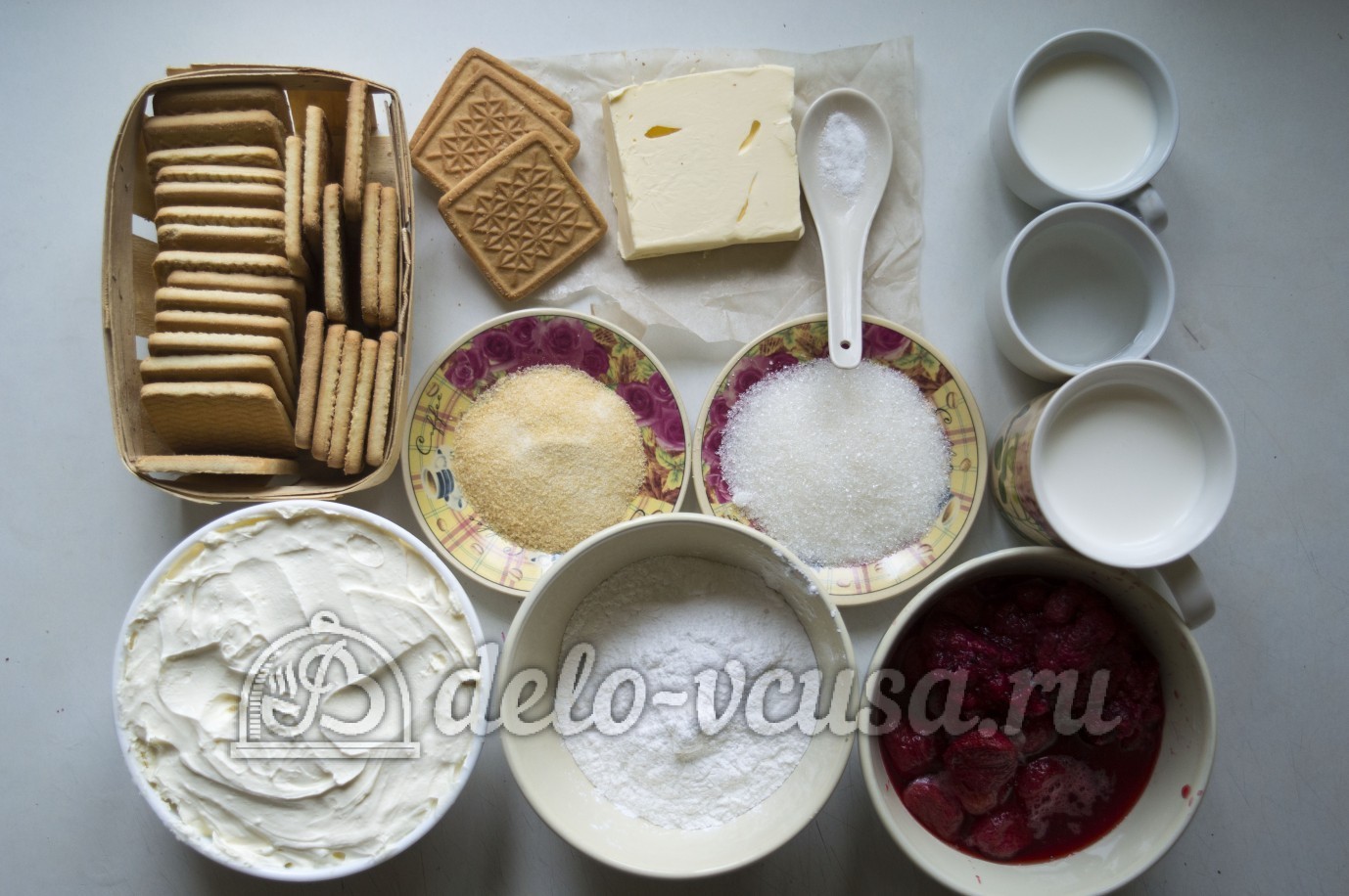 Ингредиенты Чизкейк без выпечки с маскарпоне Фото ингредиенты Чизкейк без выпечки с маскарпоне