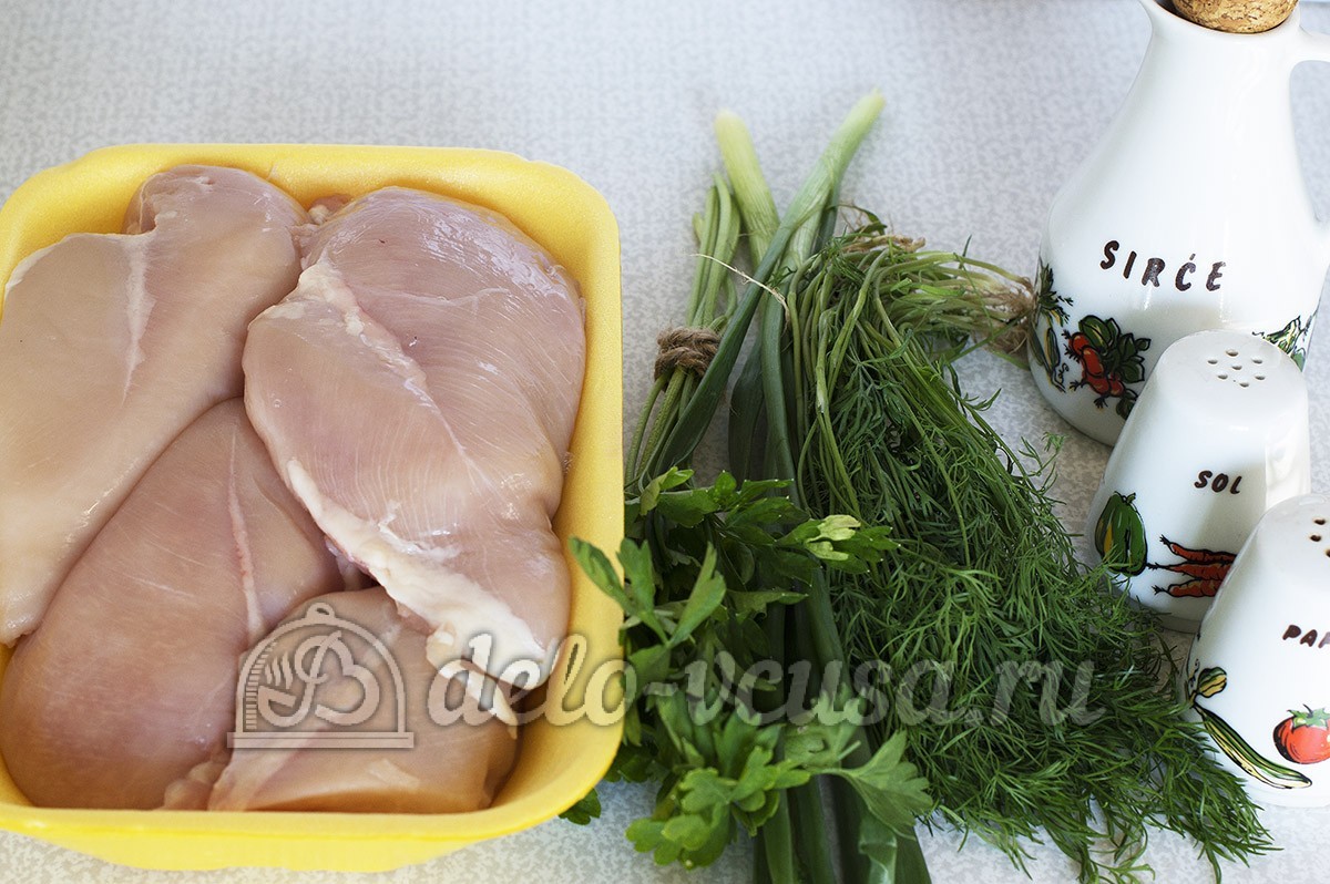 Ингредиенты Куриный рулет с зеленью Фото ингредиенты Куриный рулет с зеленью