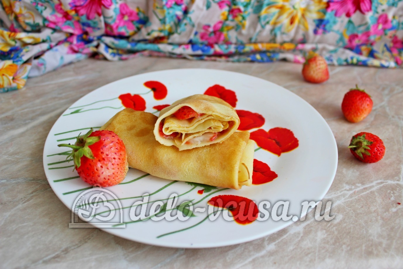 Шаг 15 приготовления Блинчики с клубникой