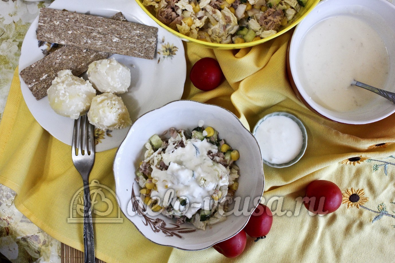 Шаг 9 приготовления Салат с тунцом и пекинской капустой