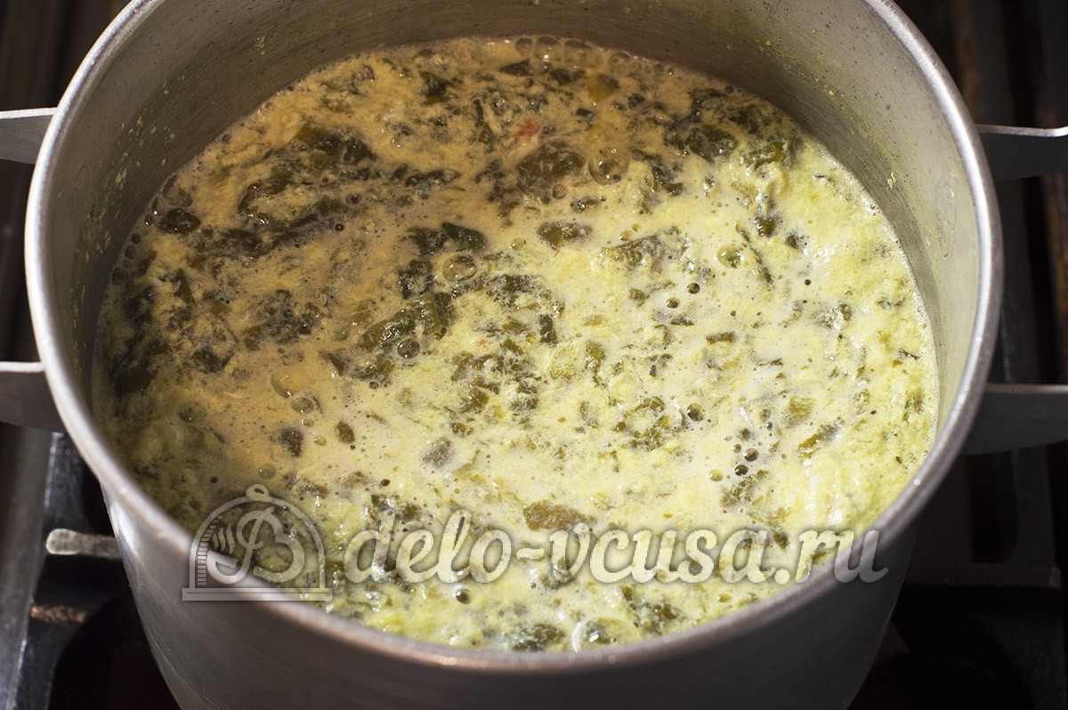 Шаг 8 приготовления Суп из щавеля без мяса