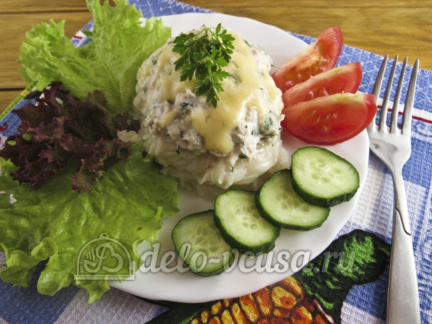 Шаг 10 приготовления Гнезда из макарон с куриным фаршем