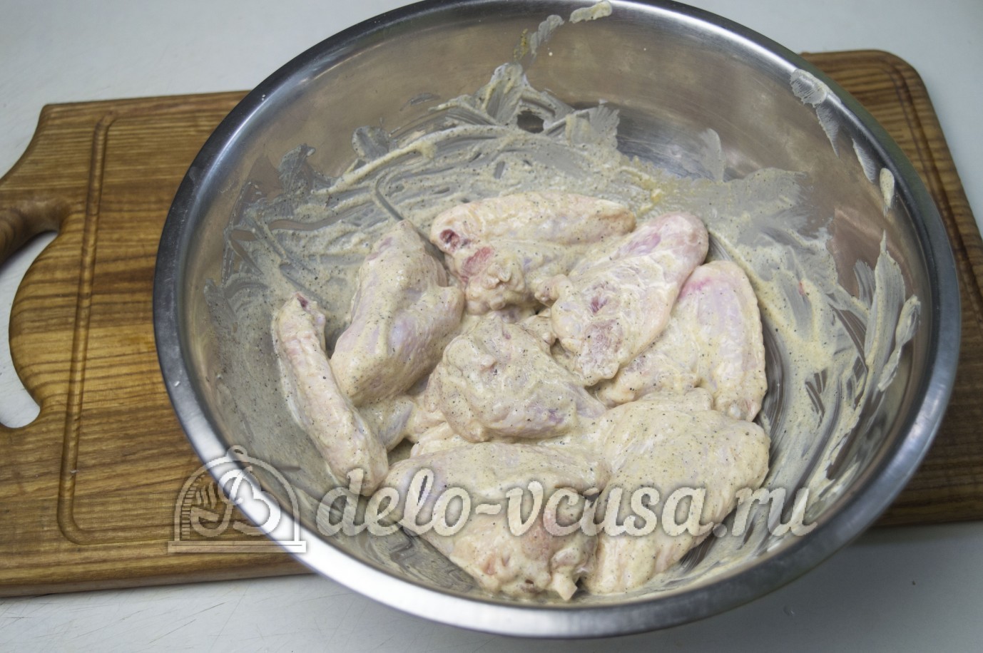 Шаг 1 приготовления Куриные крылышки с картошкой в духовке
