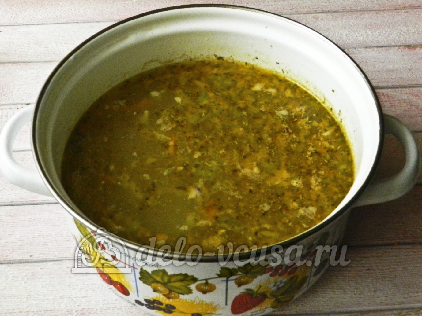 Шаг 12 приготовления Куриный суп с перловкой