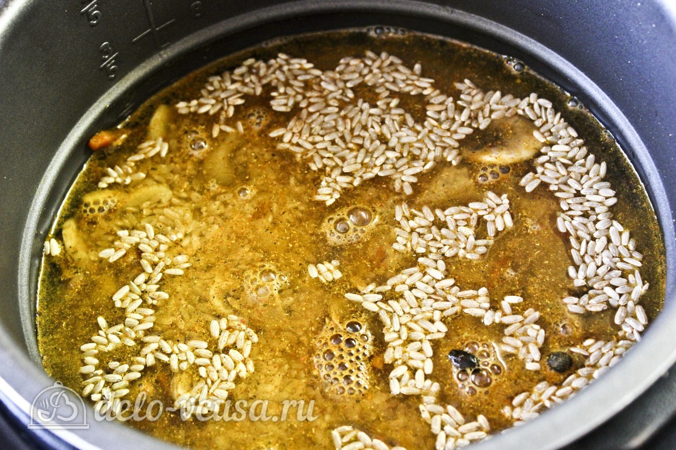 Шаг 12 приготовления Плов с грибами (шампиньонами)