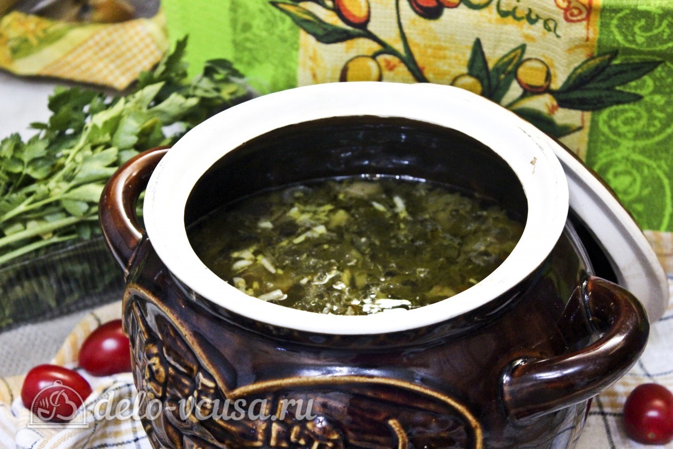 Шаг 14 приготовления Щи с курицей и грибами