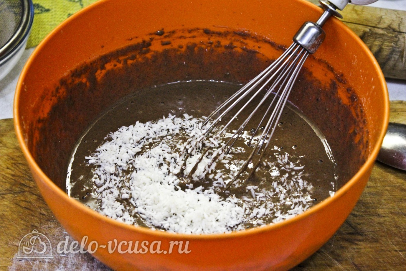 Шаг 7 приготовления Шоколадные оладьи