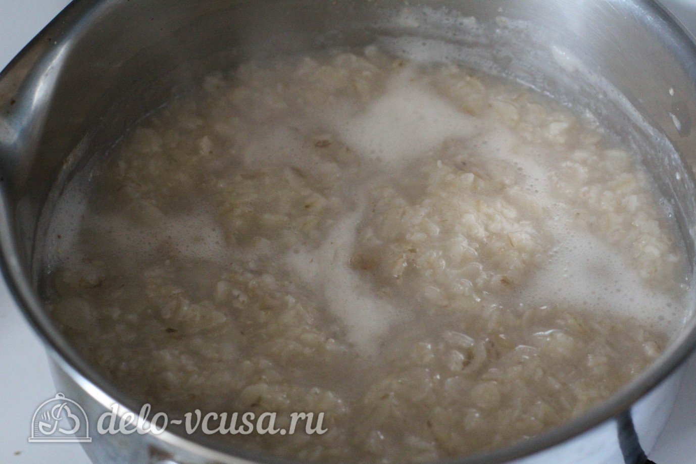 Шаг 4 приготовления Овсяная каша с бананом