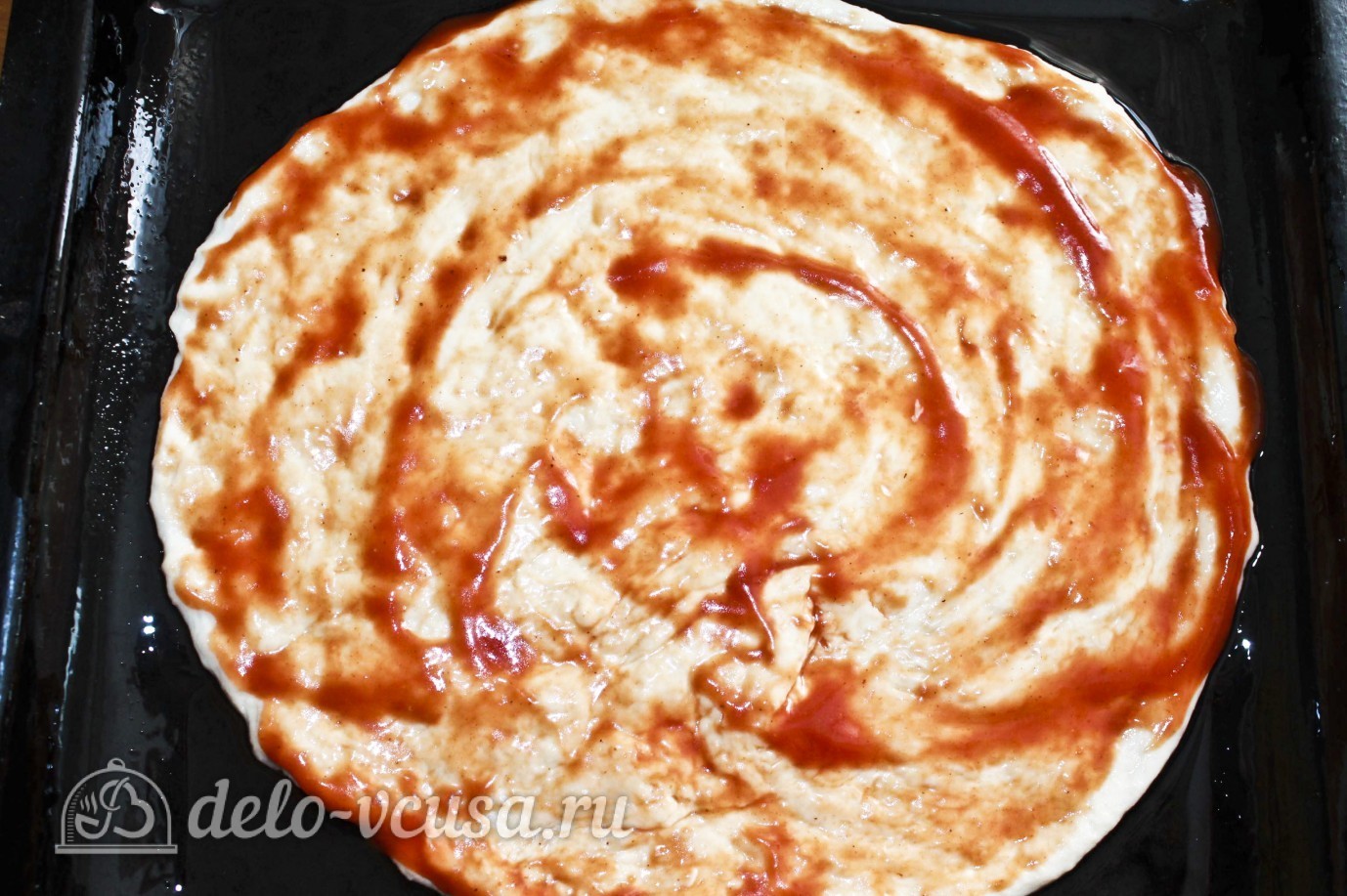 Шаг 8 приготовления Пицца с вареной колбасой и сыром