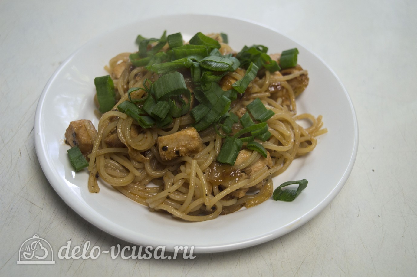 Шаг 8 приготовления Спагетти с курицей