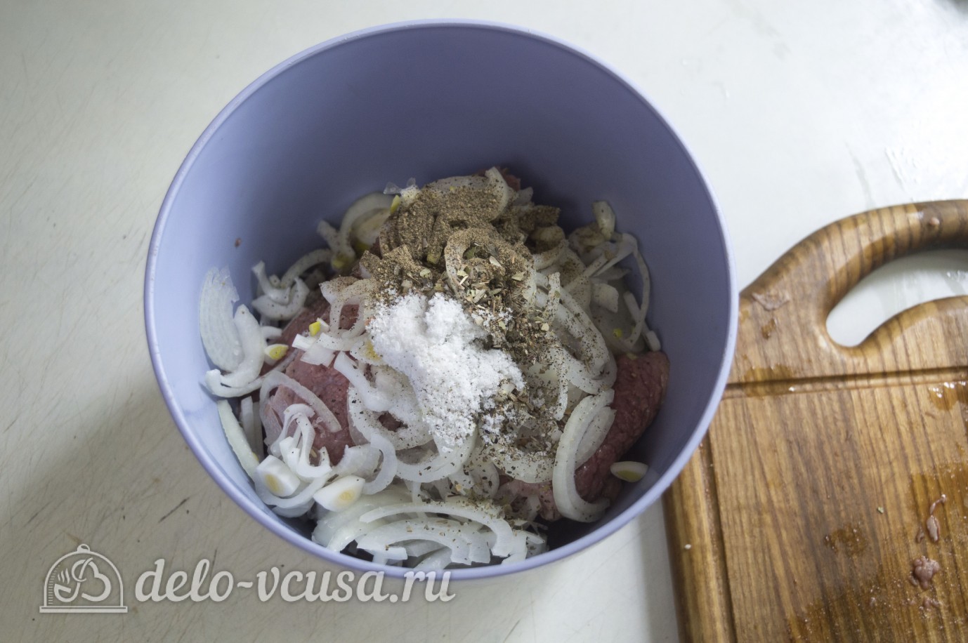 Шаг 3 приготовления Мясо по-французски с картофелем