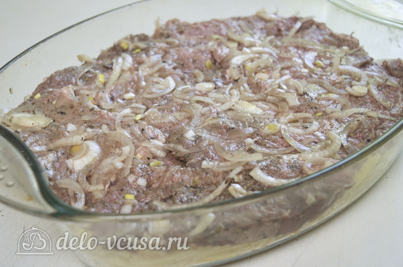 Шаг 5 приготовления Мясо по-французски с картофелем