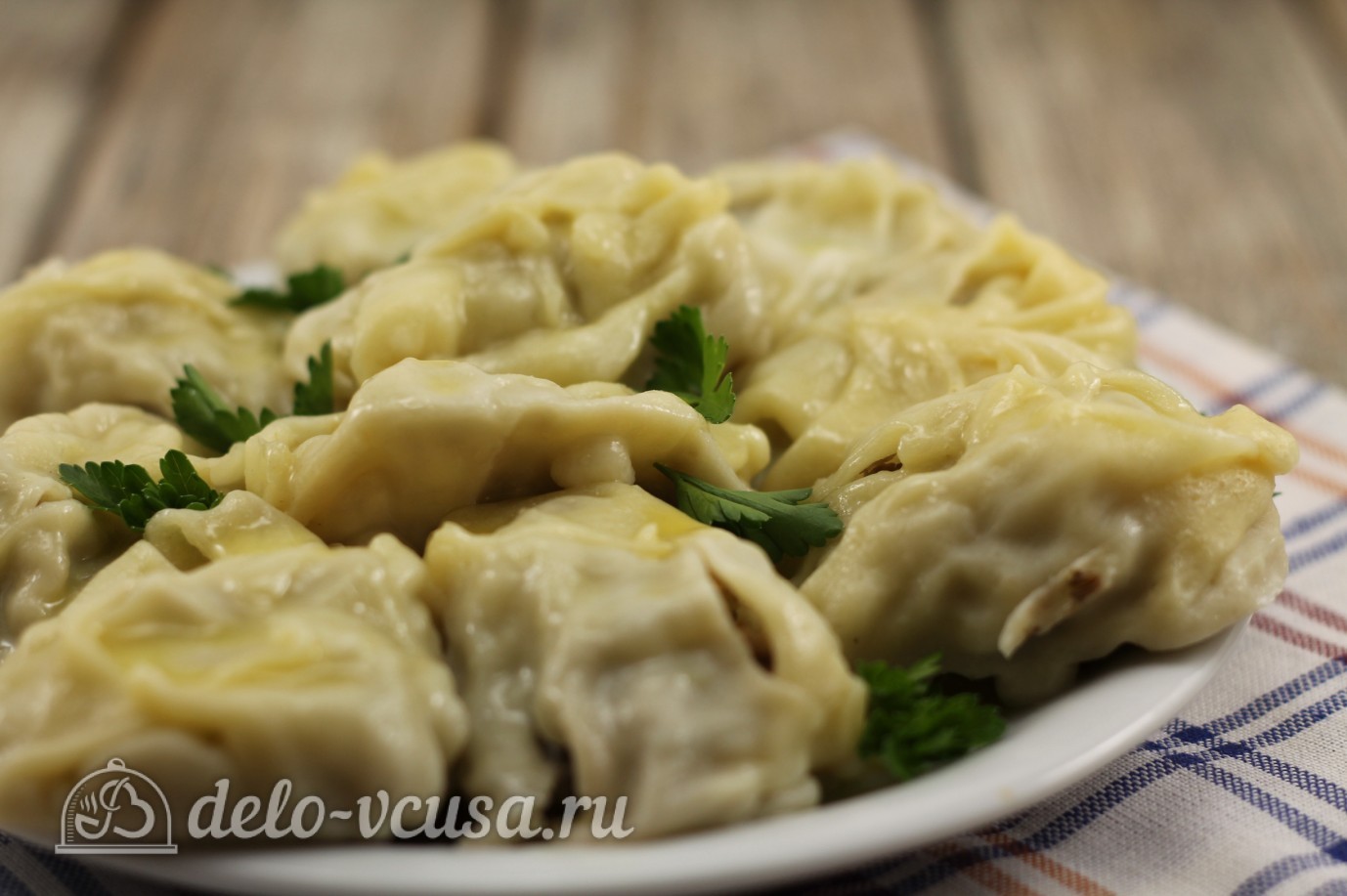 Шаг 11 приготовления Манты с мясом