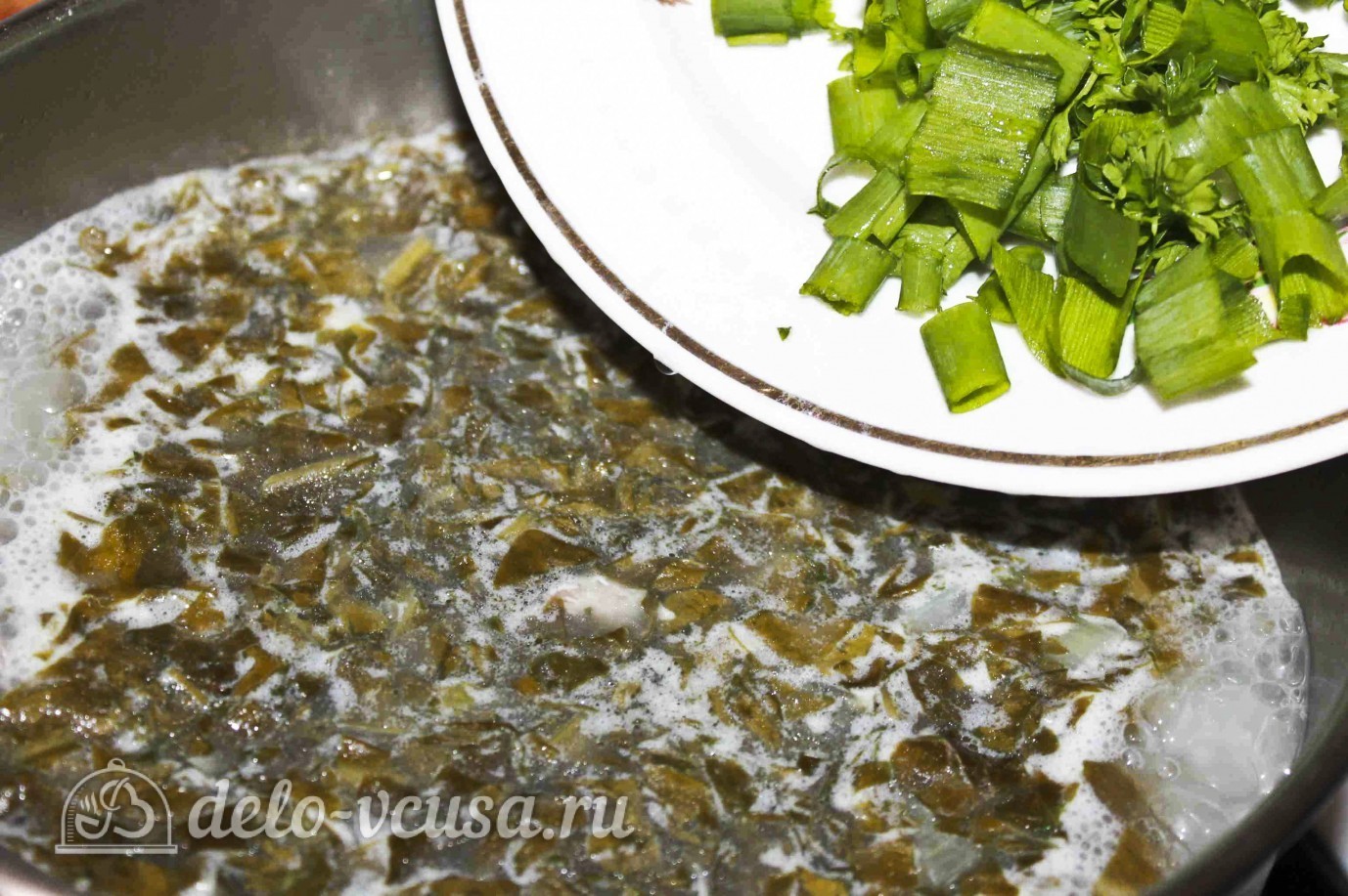 Шаг 9 приготовления Щавелевый суп с курицей