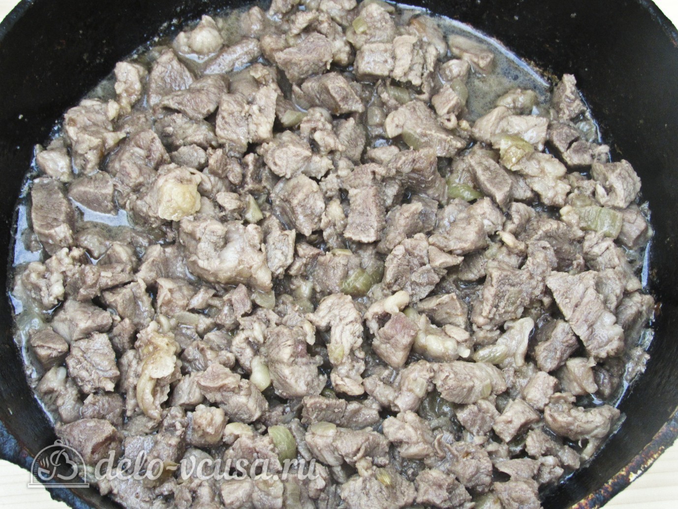 Шаг 5 приготовления Жареное мясо с кабачками
