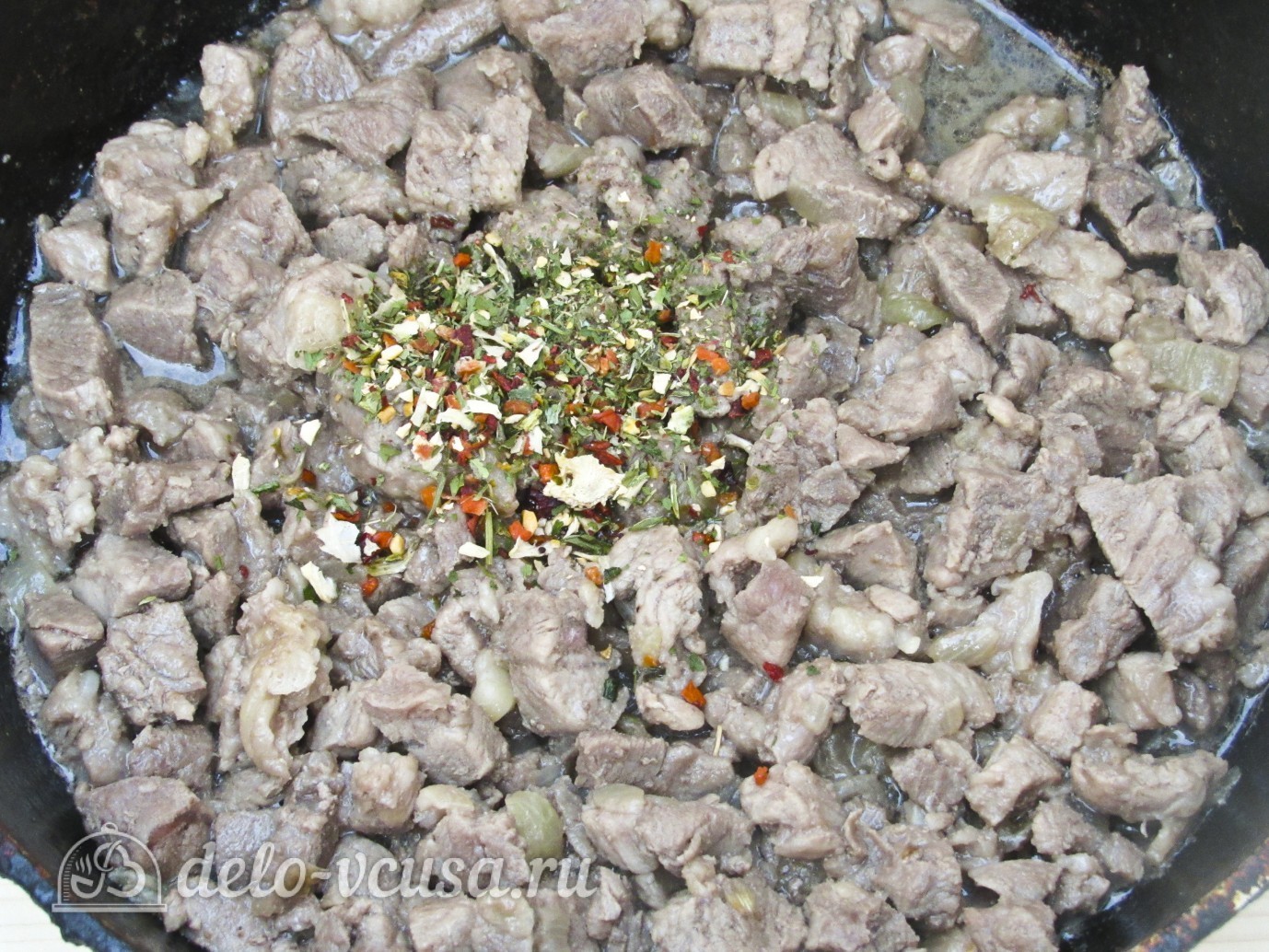 Шаг 6 приготовления Жареное мясо с кабачками
