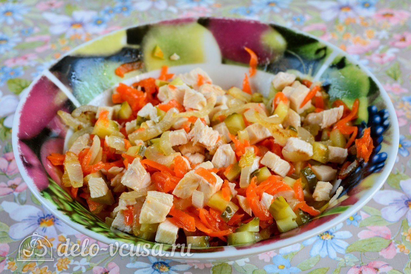 Шаг 6 приготовления Салат с курицей и овощами
