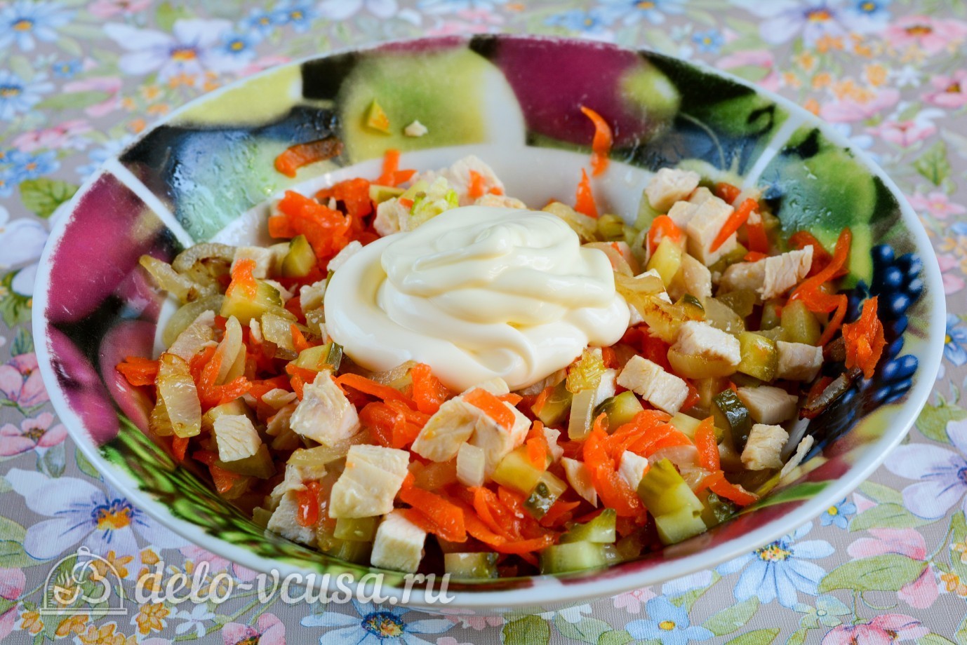 Шаг 8 приготовления Салат с курицей и овощами