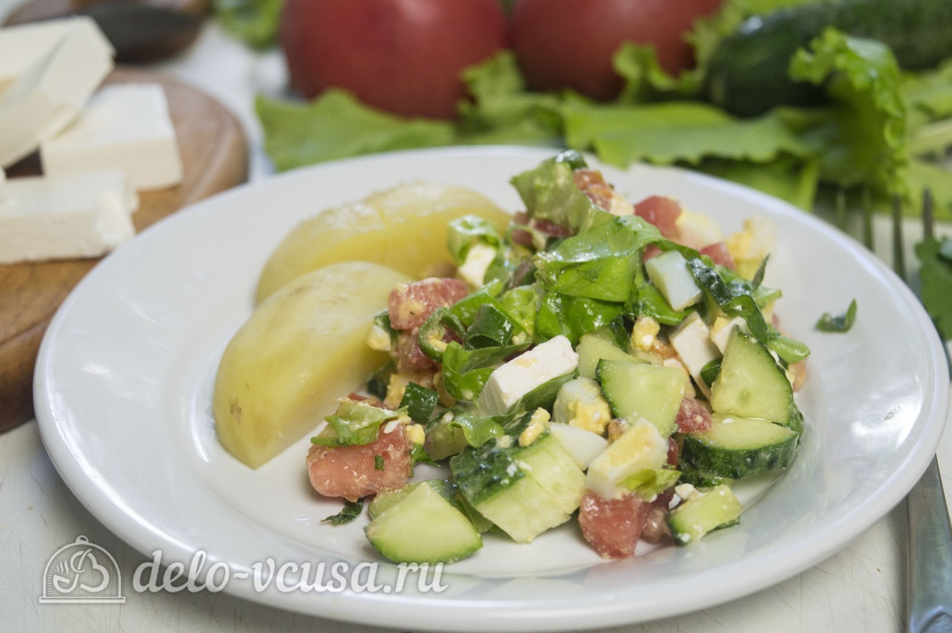 Обложка рецепта Салат с курицей и фетой