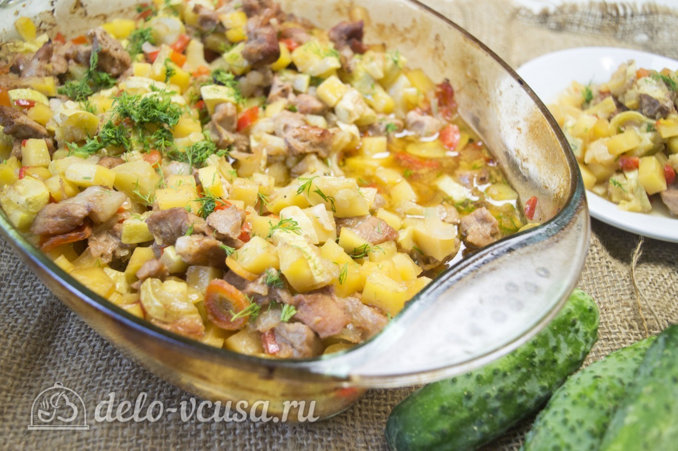 Шаг 8 приготовления Мясо с овощами в духовке